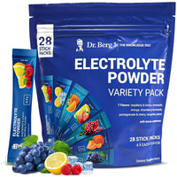 Thumbnail for Dr. Berg Sugar Free Electrolyte Powder Packets (Variety Pack) - Daily Electrolyte Drink Mix - 28 Total Hydration Pouches Sugar Free - Keto Electrolytes Powder Packets No Sugar - 7 Delicious Flavors