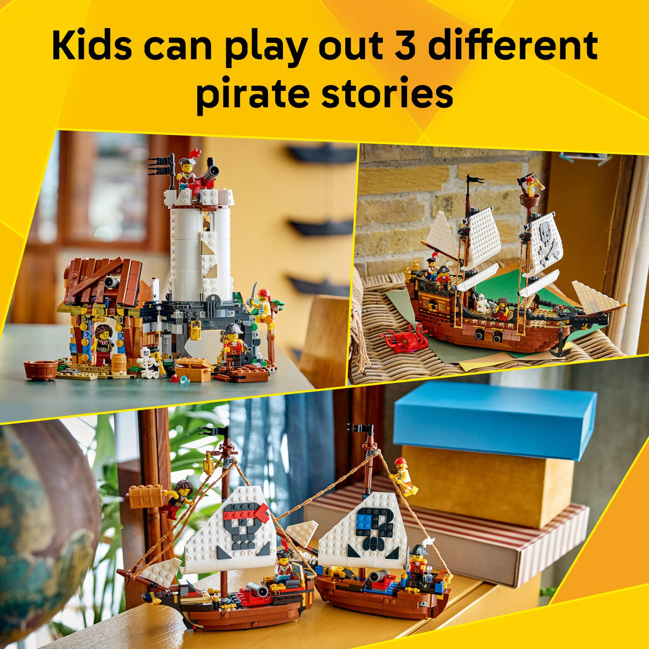 LEGO Creator 3 in 1 Iconic Pirate Ship Toy - Building Set for Boys & Girls, Ages 9+ - Includes 5 Minifigures - Gift for Kids' Birthdays - 31387