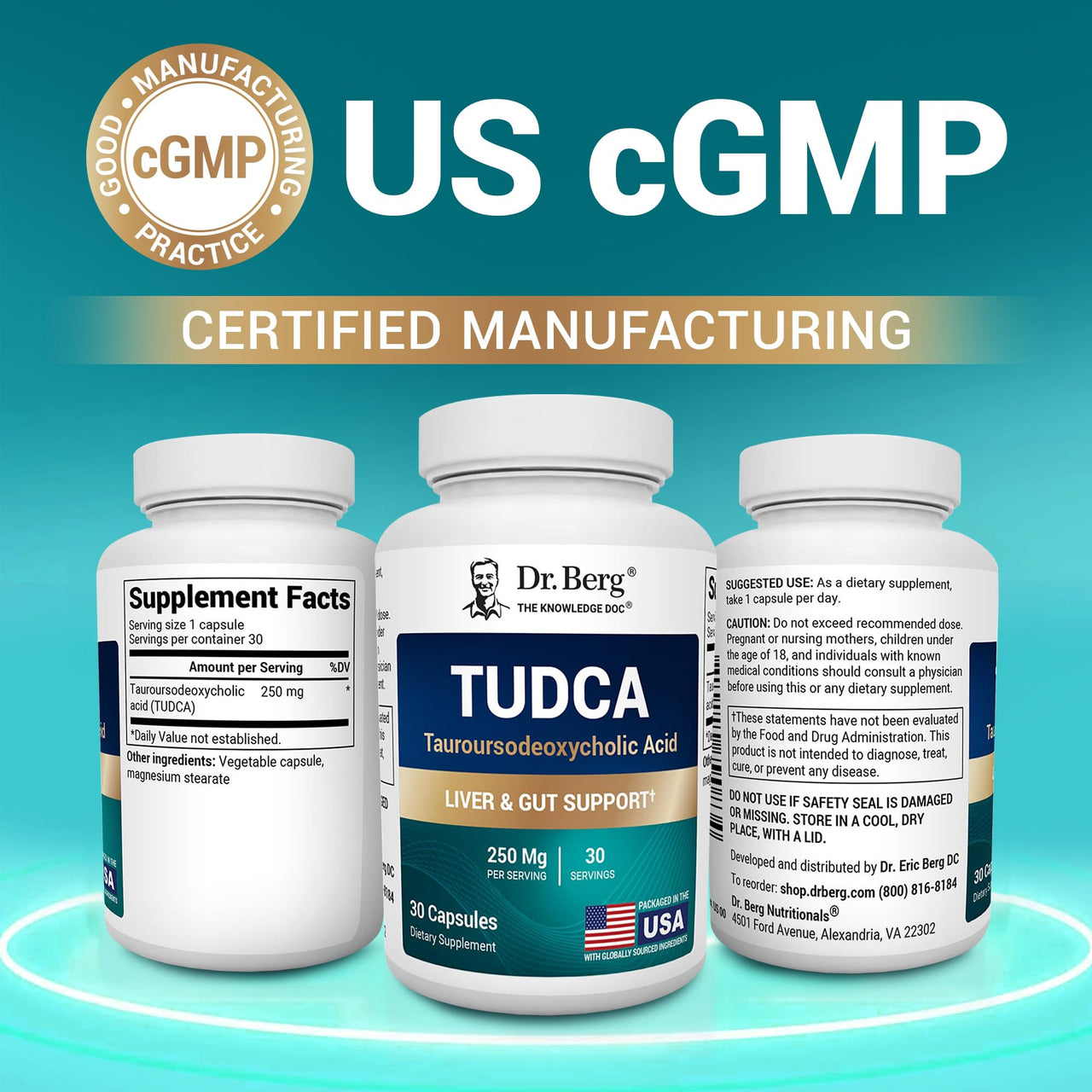 Dr. Berg TUDCA Supplement (Tauroursodeoxycholic Acid) - Powerful Formula for Liver Health, Bile Flow, Gallbladder Support, and Digestive Health* - 30 Capsules
