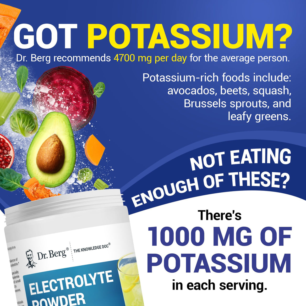 Dr. Berg Zero Sugar Hydration Keto Electrolyte Powder - Enhanced w/ 1000 mg of Potassium & Real Pink Himalayan Salt (NOT Table Salt) - Lemonade Flavor Hydration Drink Mix Supplement - 100 Servings