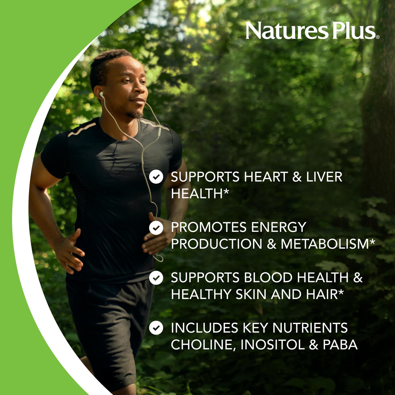 NaturesPlus Super B-50 - High-Potency B Complex Vitamin with Choline, Inositol & PABA - Supports Energy, Recovery & Healthy Skin and Hair - Vegan, Gluten Free - 90 Capsules, 90 Servings