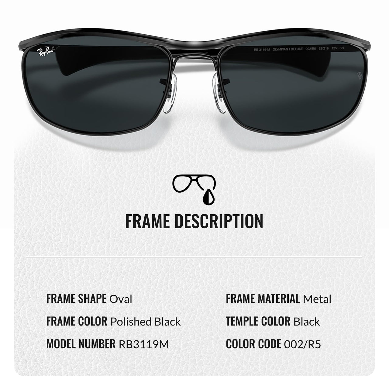 Ray-Ban RB3119M Olympian Deluxe Oval Shape Sunglasses With Eyewear Kit Bundle - Adjustable Nose Pads - Ideal Formal and Casual Wear Retro Sunglasses