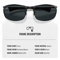 Thumbnail for Ray-Ban RB3119M OLYMPIAN I DELUXE Oval Shaped Non-Polarized Sunglasses for Men & Women – Includes Official RAYBAN Eyewear Kit – Ideal Formal & Casual Wear Sunglasses – blue Lens