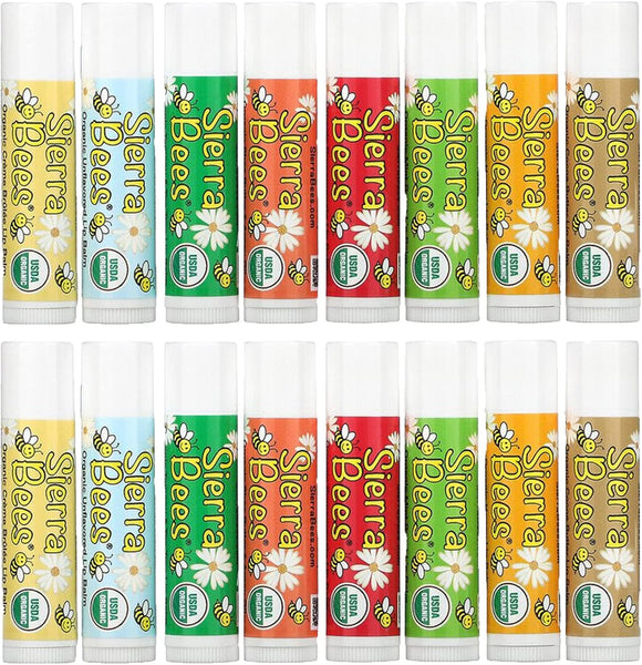 Sierra Bees Organic Lip Balms Set of 8 (Pack of 2)