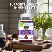 Thumbnail for HERBION Elderberry Gummies with Vitamin C & Zinc - Healthy Immune System Support - Gluten-Free & Gelatin-Free - 60 Gummies for Adults & Children 4 Years & Above - Made in USA, 60 Count (Pack of 1)