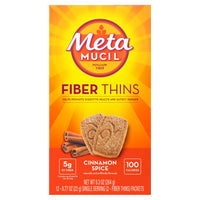 Thumbnail for Metamucil Fiber Thins, Daily Fiber Supplement Snack, Psyllium Husk Powder, 5g Fiber per Serving, Supports Digestive Health and Satisfies Hunger, Cinnamon Spice Flavor, pack of 4, 12 Servings each