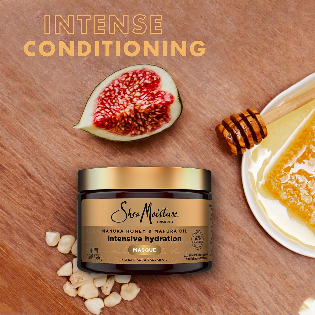 Shea Moisture Hair Mask, Manuka Honey & Mafura Oil Intensive Hydration Masque 2-Pack for Revitalizing Extra Dry, Damaged Hair, Frizz Control, 12 Oz Ea