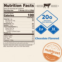 Thumbnail for Nutricost Beef Protein Isolate Powder Chocolate (2 Pounds) - 20 Grams Protein Per Serving, GMO-Free + Gluten-Free