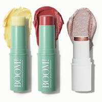 Thumbnail for Boomstick Trio ® Rose Nude 3 Pack Cream Blush Makeup - Rose Nude Blush Stick, Highlighter Stick & Moisturizer for Cheeks, Eyes & Lips - Boom Sticks by Cindy Joseph for Older Women