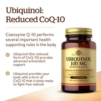 Thumbnail for Solgar Ubiquinol 100 mg, 50 Softgels - Advanced Antioxidant Support - Reduced Coenzyme Q10 (CoQ-10) - Gluten Free, Dairy Free - 50 Servings