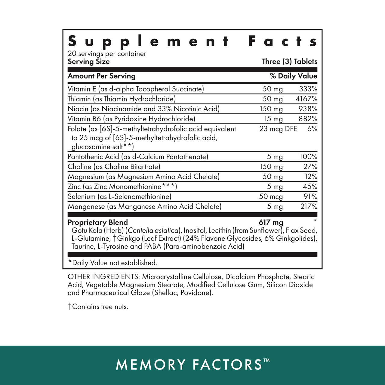 Michael's Health Naturopathic Programs Memory Factors - 90 Vegetarian Tablets - Provides Nourishment Memory & Cognition - Kosher - 20 Servings