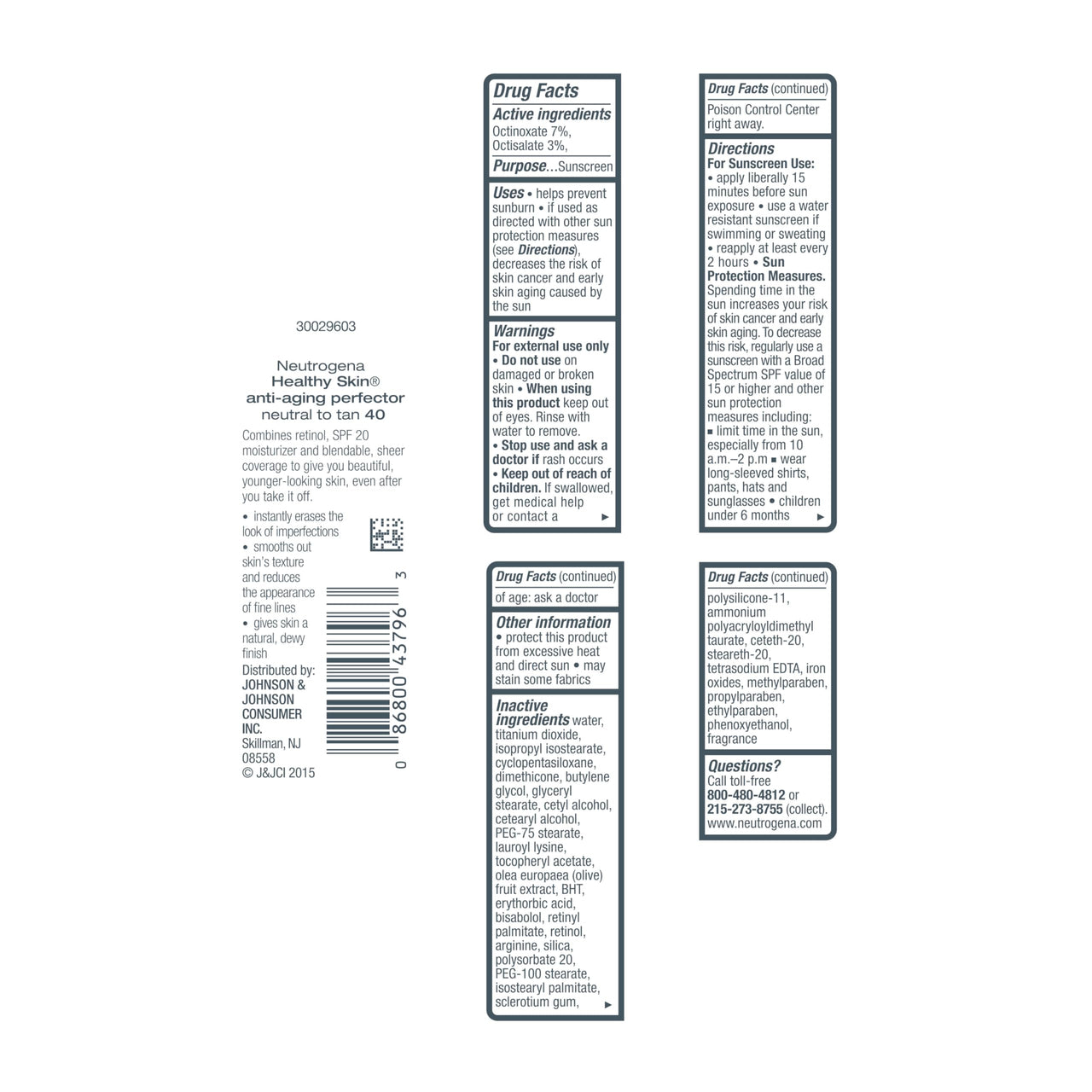 Neutrogena Healthy Skin Anti-Aging Perfector - with Retinol, Tinted Moisturizer with SPF 20 & Sheer Coverage that Smooths Skin Texture & Reduces the Look of Fine Lines, Natural to Tan (40), 1oz (30mL)