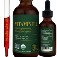 Thumbnail for Global Healing - Organic Vitamin B12 5000 MCG Sublingual Liquid - Methylcobalamin, Hydroxo Blend & More - Methylated Drops for Adults - Vegan, Non-GMO, VIT B12, Vitamins Supplement (2 Oz)