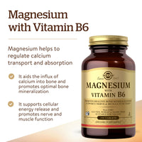 Thumbnail for Solgar Magnesium with Vitamin B6, 250 Tablets - Promote Healthy Bone Mineralization, Support Nerve & Muscle Function, Energy Metabolism - Non-GMO, Vegan, Gluten Free, Dairy Free, Kosher - 83 Servings