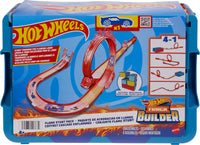 Thumbnail for Hot Wheels Toy Car Track Set, Track Builder Playset Flame Stunt Pack with 16 Component Parts & 1:64 Scale Vehicle in Modular Storage Container