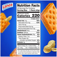 Thumbnail for Lance Sandwich Crackers, ToastChee Peanut Butter, 20 Individually Wrapped Packs, 6 Sandwiches Each