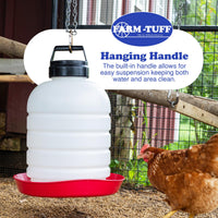 Thumbnail for FARM-TUFF Hanging Chicken Waterer, 5 Gallon Capacity - Plastic Poultry Fountain with Top Fill Design - Automatic Water Dispenser for Chickens, Ducks, Turkeys & Game Birds