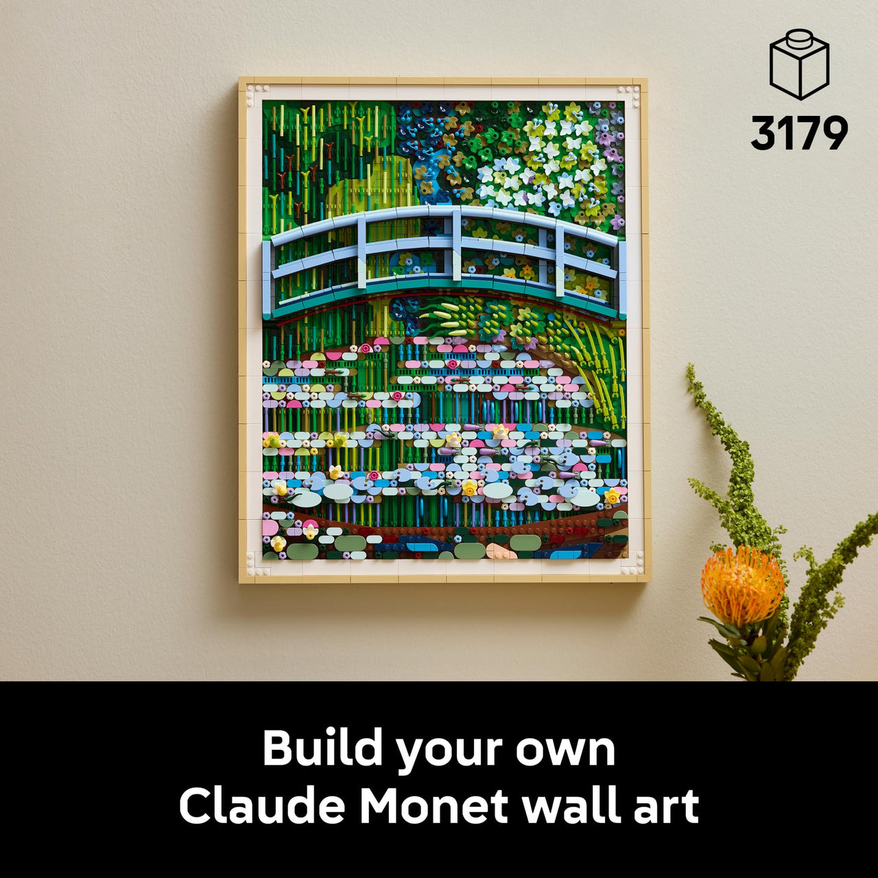 LEGO Art Claude Monet – Bridge Over a Pond of Water Lilies - Building Sets for Adults, Ages 18+ - Wall Decor for Living Room or Home Office - Gift for Women & Men - 31220