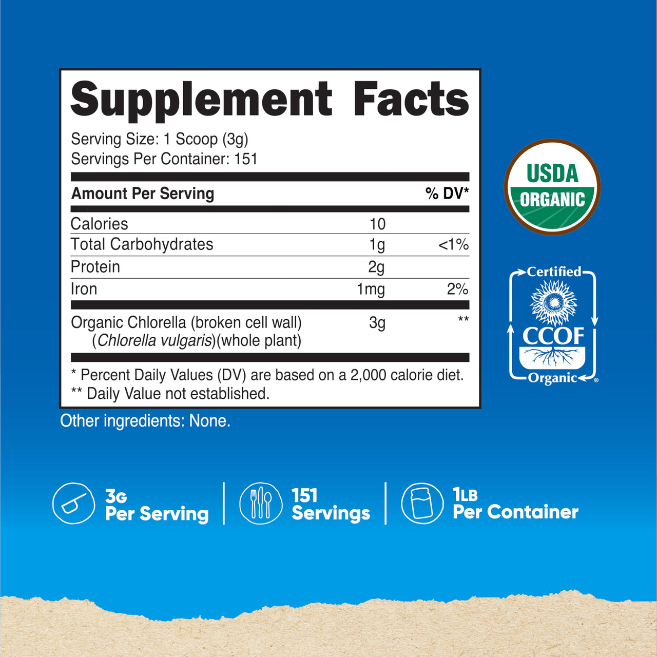 Nutricost Organic Chlorella Powder 16oz (1LB) - 3g Per Serving