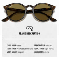 Thumbnail for Ray-Ban RB2180 Round Shaped Non-Polarized Sunglasses for Men & Women – Includes Official RAYBAN Eyewear Kit – Ideal Formal & Casual Wear Sunglasses – B-15 Brown Lens