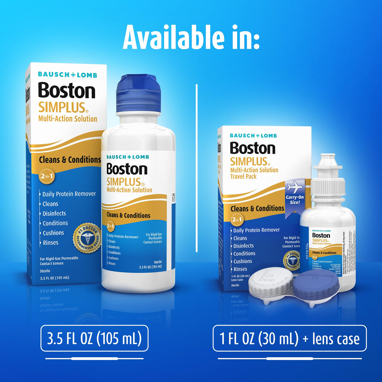 Boston SIMPLUS Multi-Action Solution, Cleans & Conditions Rigid Gas Permeable (RGP) Lens, Daily Protein Remover, 3.5 Fl Oz