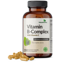 Thumbnail for Futurebiotics Vitamin B Complex with Vitamin C Supports Energy Production, Nervous System & Immune Support - Non-GMO, 200 Vegetarian Capsules