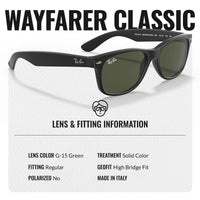 Thumbnail for Ray-Ban RB2132 NEW WAYFARER Classic Square Shape Sunglasses With Eyewear Kit Bundle - High Bridge Fit - Ideal Formal and Casual Wear Square Sunglasses