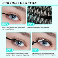 Thumbnail for AMZGIRL LASH Clusters Kit 320Pcs, DIY Individual Extensions with Lash Bond and Seal, Remover For False Eyelashes, Applicator Tool Kit At Home(3040D,D-Mix9-16mm, Black