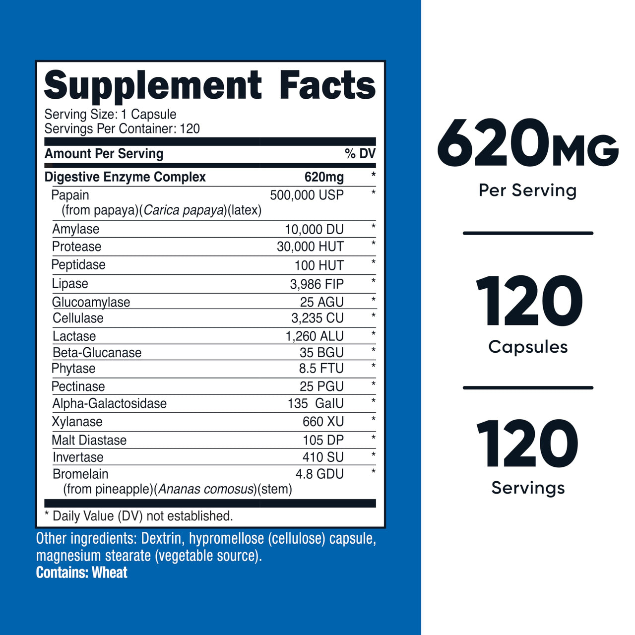 Nutricost Digestive Enzymes 620mg, 120 Capsules - Complete Digestive Enzyme Supplement