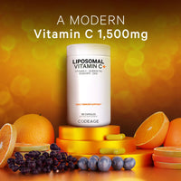 Thumbnail for Codeage Liposomal Vitamin C 1500mg with Zinc, Elderberry, Citrus Bioflavonoids Grapefruit, Lemon, Orange Powder, Quercetin & Rose Hips Fruit – Vegan Supplement - Non-GMO, Vegan Pills - 2 Pack