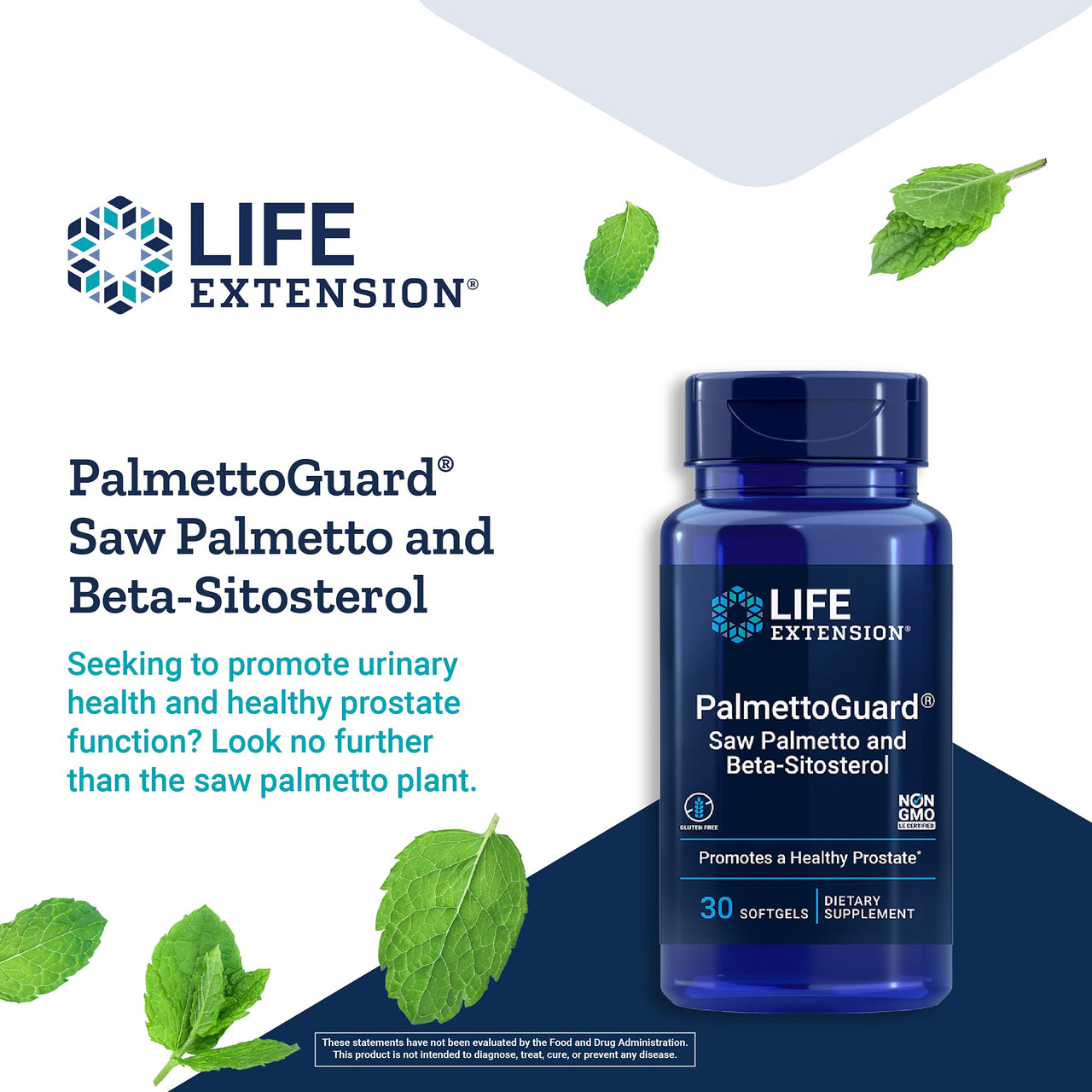 Life Extension PalmettoGuard Saw Palmetto & Beta-Sitosterol – Supports Healthy Prostate Function & Hormone Metabolism Health – Supplements for Men - Gluten-Free, Non-GMO – 30 softgels