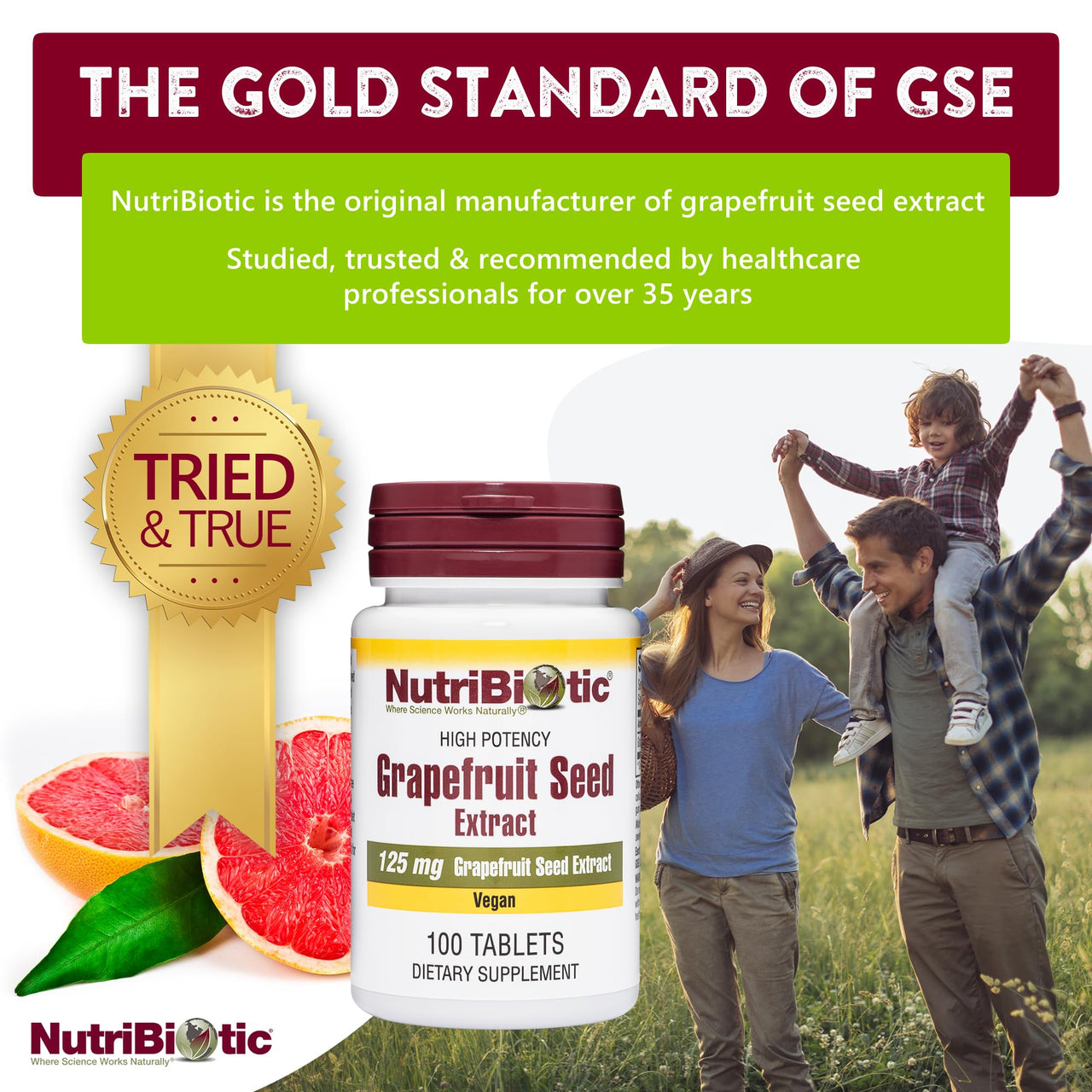 NutriBiotic – Grapefruit Seed Extract Tablets 125mg, 100 Count | Premium Grade GSE with Bioflavonoids | Potent Immune & Overall Health Support | Easy to Swallow | Vegan, Gluten Free, Non-GMO