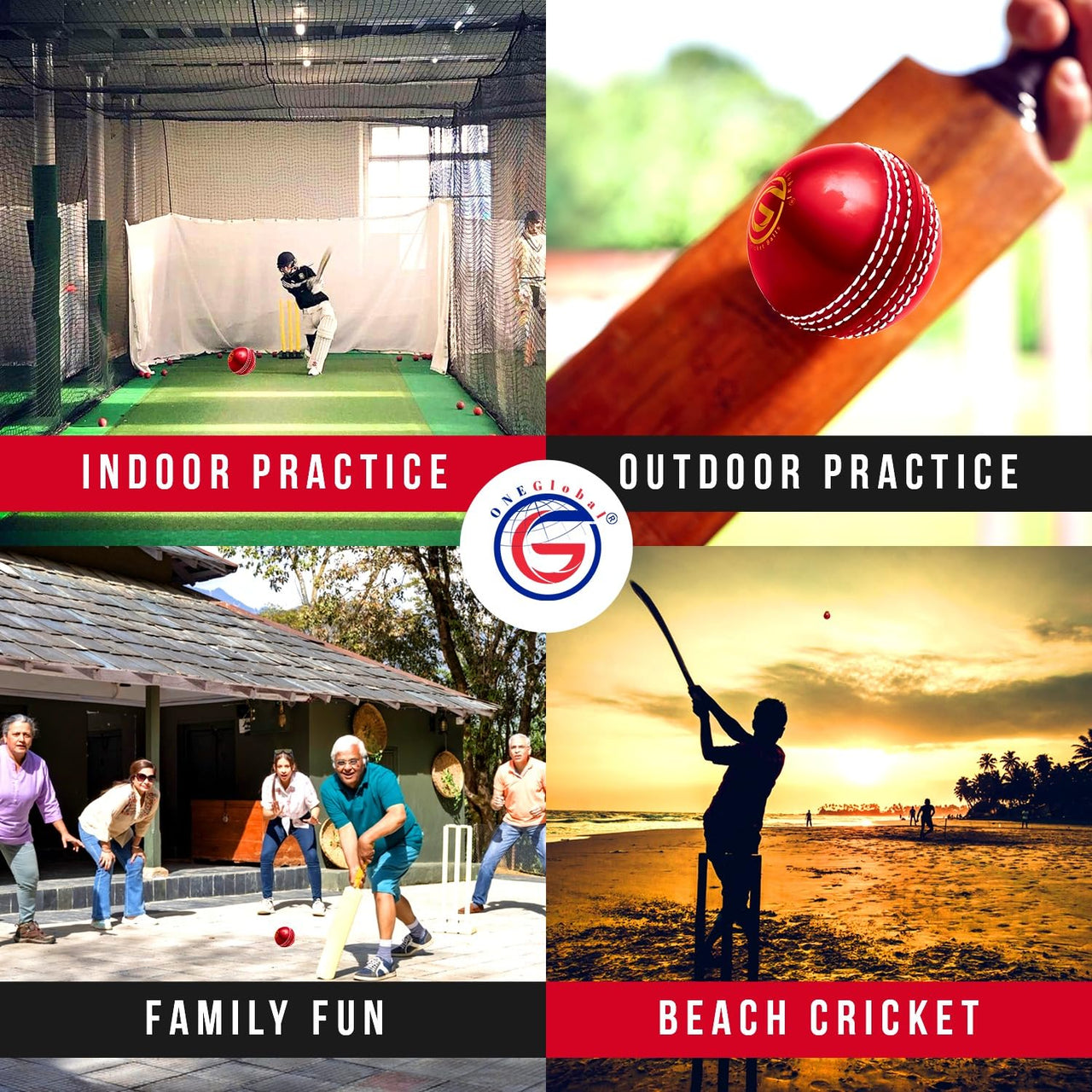 Soft Rubber Cricket Ball for Practice | Outdoor & Indoor Cricket Ball with Soft Core & Stitched Seam | Realistic Feel, True Bounce & Swing for Practice, Coaching, Honing Skills & Family Fun (1-RED)