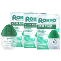 Thumbnail for Rohto Cool Relief, Redness Reliever Lubricant Eye Drops, Relieves Redness, Prevents and Protects Further Irritation, Cools and Soothes Red, Dry, Itchy Eyes, Fast-Acting Formula, 0.4 fl oz (Pack of 3)