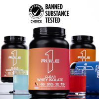 Thumbnail for Rule 1 Proteins Clear Whey Isolate - 20g All-Whey Isolate Protein Mix, Over 9g EAAs, 90 Calories, Zero Sugar, Easy to Digest, Light, Crisp, and Refreshing Taste (27 Servings, Cherry Limade)