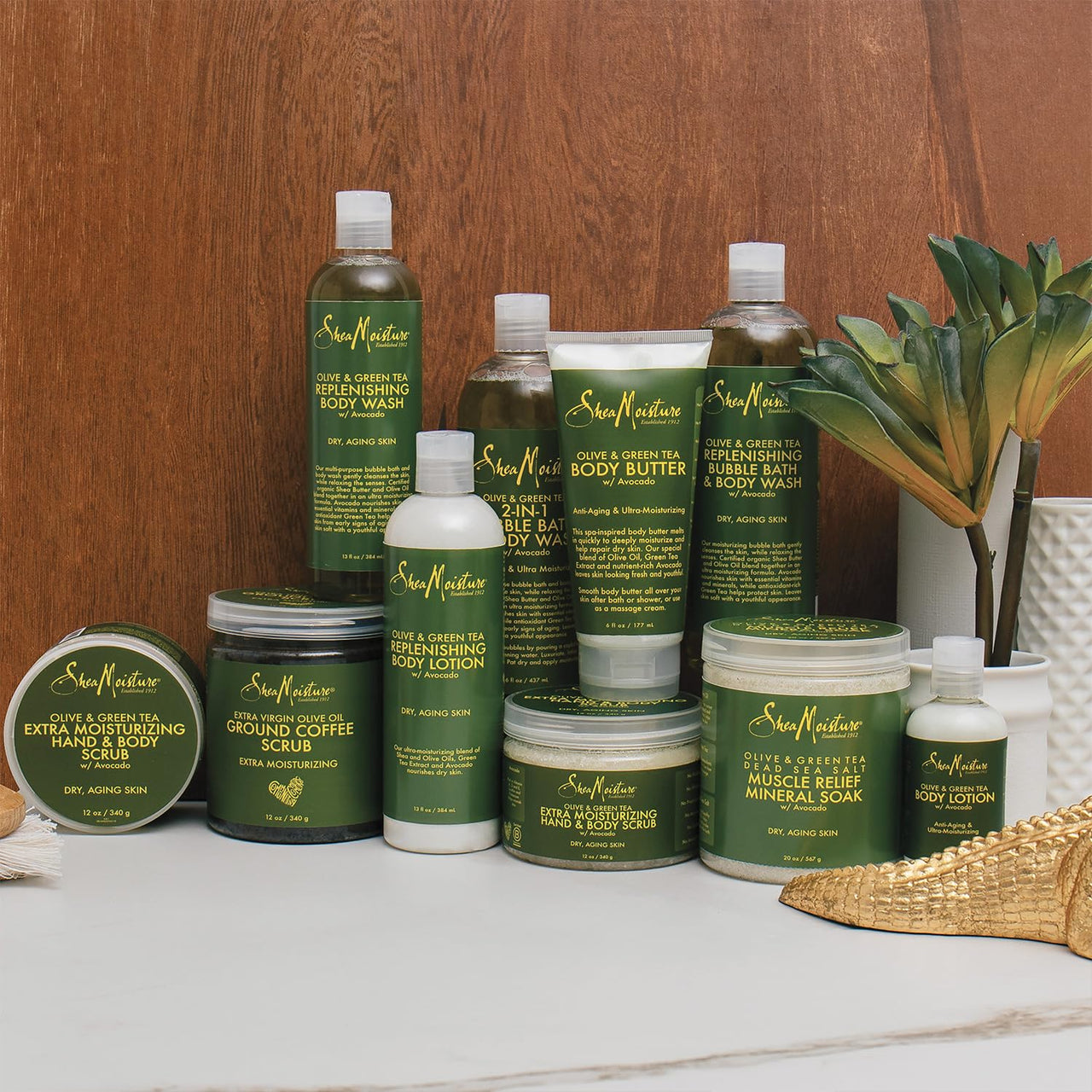 SheaMoisture Olive & Green Tea Bath, Body & Massage Oil 2-Pack – Avocado Oil, Anti-Aging & Ultra-Moisturizing for Dry Skin, 8 Oz Ea