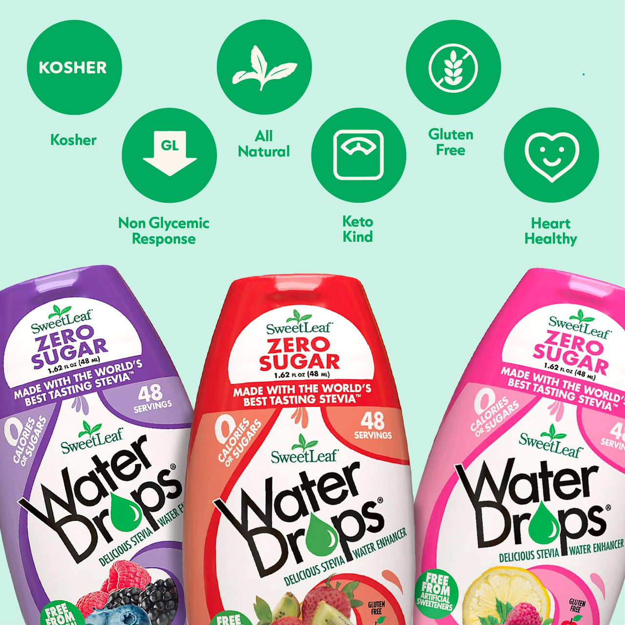 SweetLeaf Water Drops - Lemon Lime Water Enhancer, Sugar Free Sweet Leaf Stevia Water Flavoring Drops, 1.62 Oz Ea (Pack of 2)