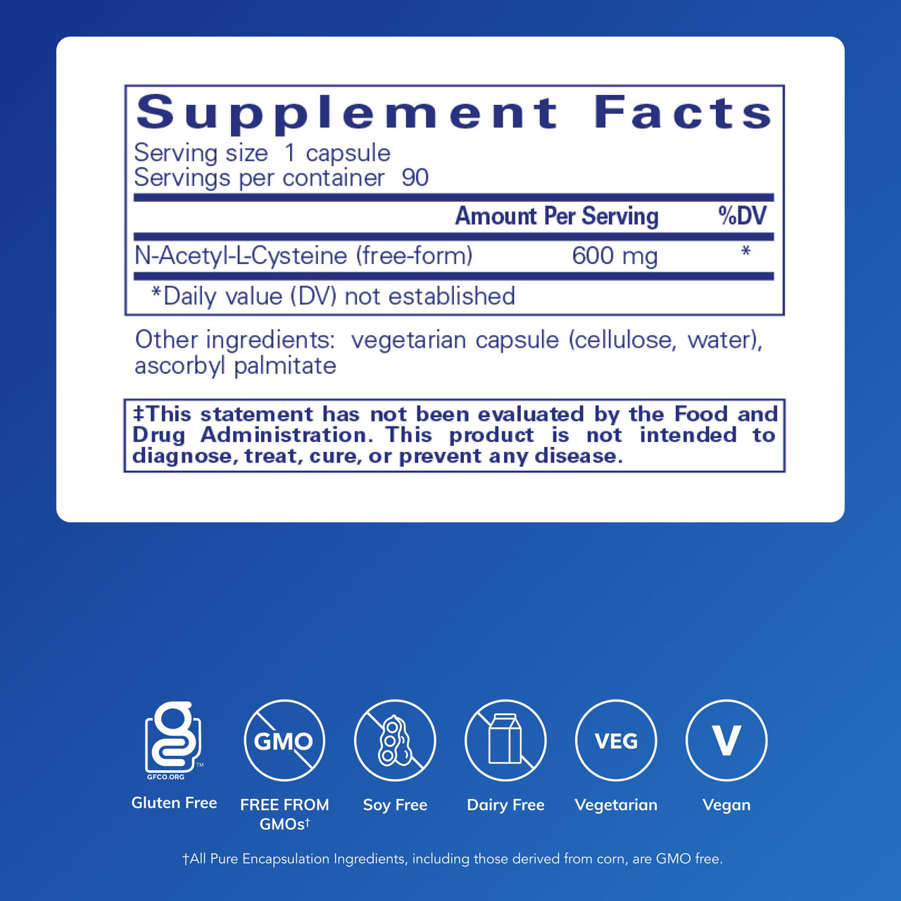 Pure Encapsulations NAC 600 mg - N-Acetyl Cysteine NAC Supplement for Lung Health & Immune Support, Liver Support & Antioxidants* - with Freeform N-Acetyl-L-Cysteine - 90 Capsules
