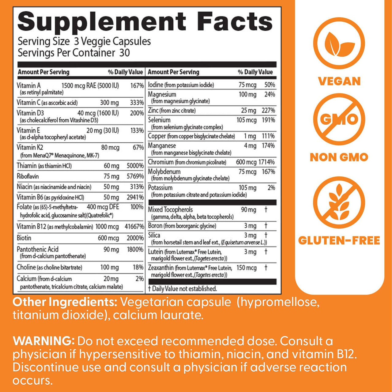 Doctor's Best Multi-Vitamin Mineral Complex - Daily Vegan Multivitamin for Women & Men, Vitamins A, C, D3, E, K2, Riboflavin, & Niacin, Health Support Supplement for Adults, Non-GMO - 90 Veg Capsules