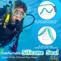 Thumbnail for Vvinca Swim-Goggles with Nose Cover, 2 Packs Elastic Fabric Strap Snorkel Swim Mask Anti Fog UV No Pull Hair for Kids 3-14