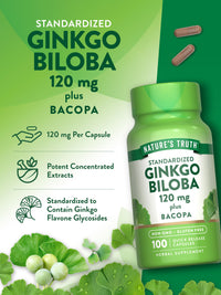 Thumbnail for Nature's Truth Ginkgo Biloba 120mg | Plus Bacopa | 100 Quick Release Capsules | Standardized Extract | Non-GMO and Gluten Free Supplement