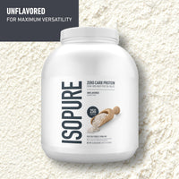Thumbnail for Isopure Zero Carb 100% Pure Whey Isolate Protein Powder, Gluten-Free, with Vitamins, Unflavored, 25g Protein Per Serving, 4.5 Lbs, 70 Servings (Packaging May Vary)