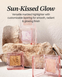 Thumbnail for Glint Marble Highlighter (Afternoon Bronze, 0.08oz) - Korean Makeup. Inspired Baked for Smooth, Radiant Glow, Long-Lasting Wear. Enriched with Micro Pearl Particles