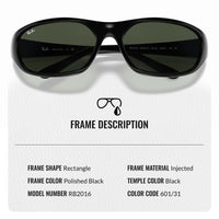 Thumbnail for Ray-Ban RB2016 DADDY-O Rectangle Shaped Non-Polarized Sunglasses for Men & Women – Includes Official RAYBAN Eyewear Kit – Ideal Formal & Casual Wear Sunglasses – G-15 Green Lens
