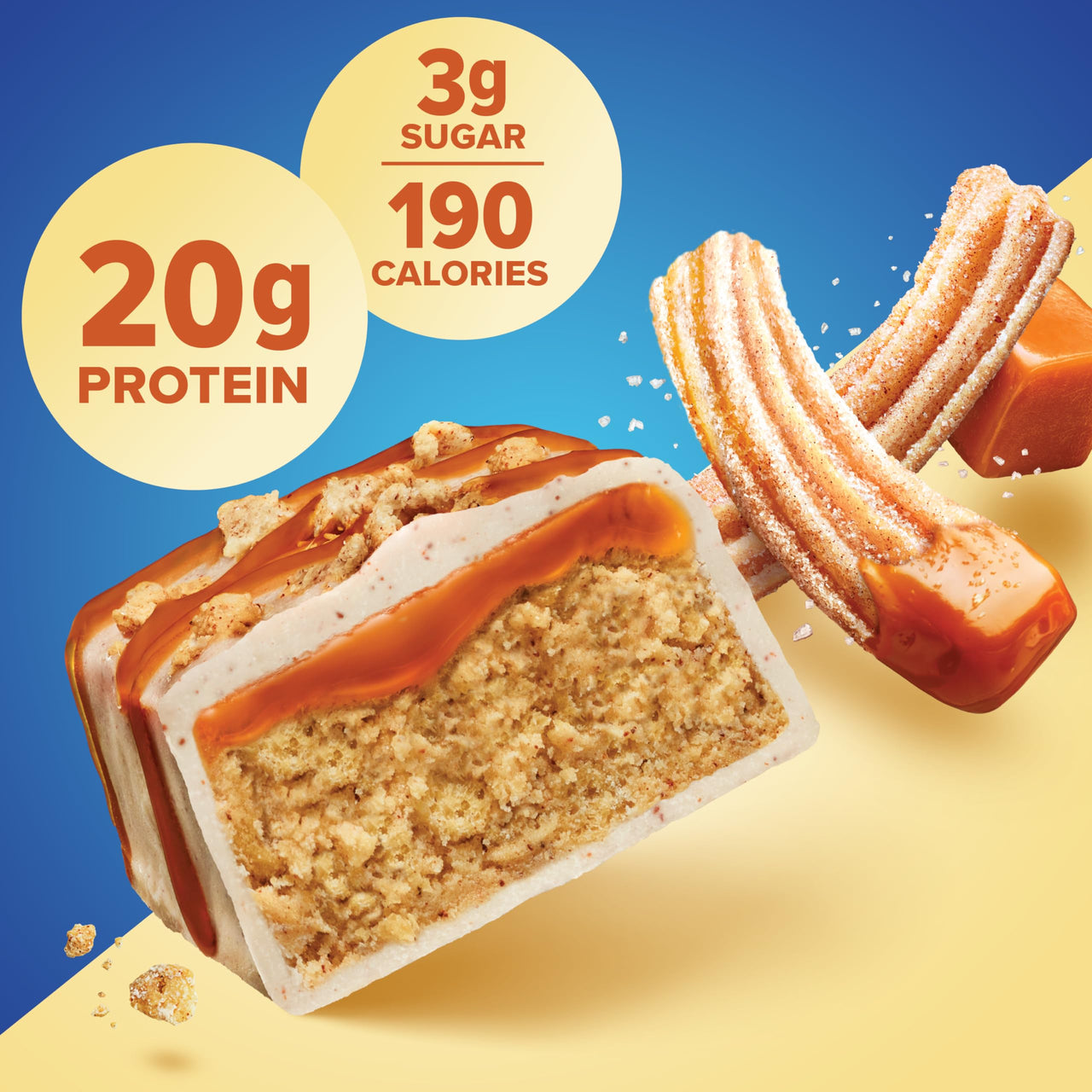 Pure Protein Caramel Churro Protein Bars – 20g Protein, 3g Sugar, 190 Calories (12 count) Low Sugar* High Protein Snack - Gluten Free - Perfect for a Healthy Snack
