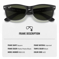 Thumbnail for Ray-Ban RB2132 NEW WAYFARER Classic Square Shape Sunglasses With Eyewear Kit Bundle - High Bridge Fit - Ideal Formal and Casual Wear Square Sunglasses
