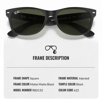 Thumbnail for Ray-Ban RB2132 NEW WAYFARER CLASSIC Square Shaped Non-Polarized Sunglasses for Men & Women – Includes Official RAYBAN Eyewear Kit – Ideal Formal & Casual Wear Sunglasses – G-15 Green Lens