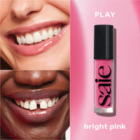 Thumbnail for Saie Glossybounce - Hydrating Lip Gloss and Tinted Lip Oil Hybrid with Hyaluronic Acid & Jojoba Oil for Non-Sticky, Ultra-Shiny, Plump & Soft Lips - Everyday Makeup Essential - Play (.17 oz)