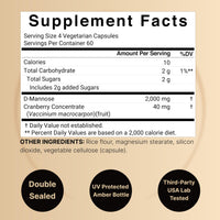 Thumbnail for NatureBell D-Mannose 500mg Capsules (2,000mg Per Serving) | 240 Veggie Capsules + Cranberry Concentrate 40mg – Fast Acting Urinary Tract Health Pills – Ultra UTI Support for Women & Men