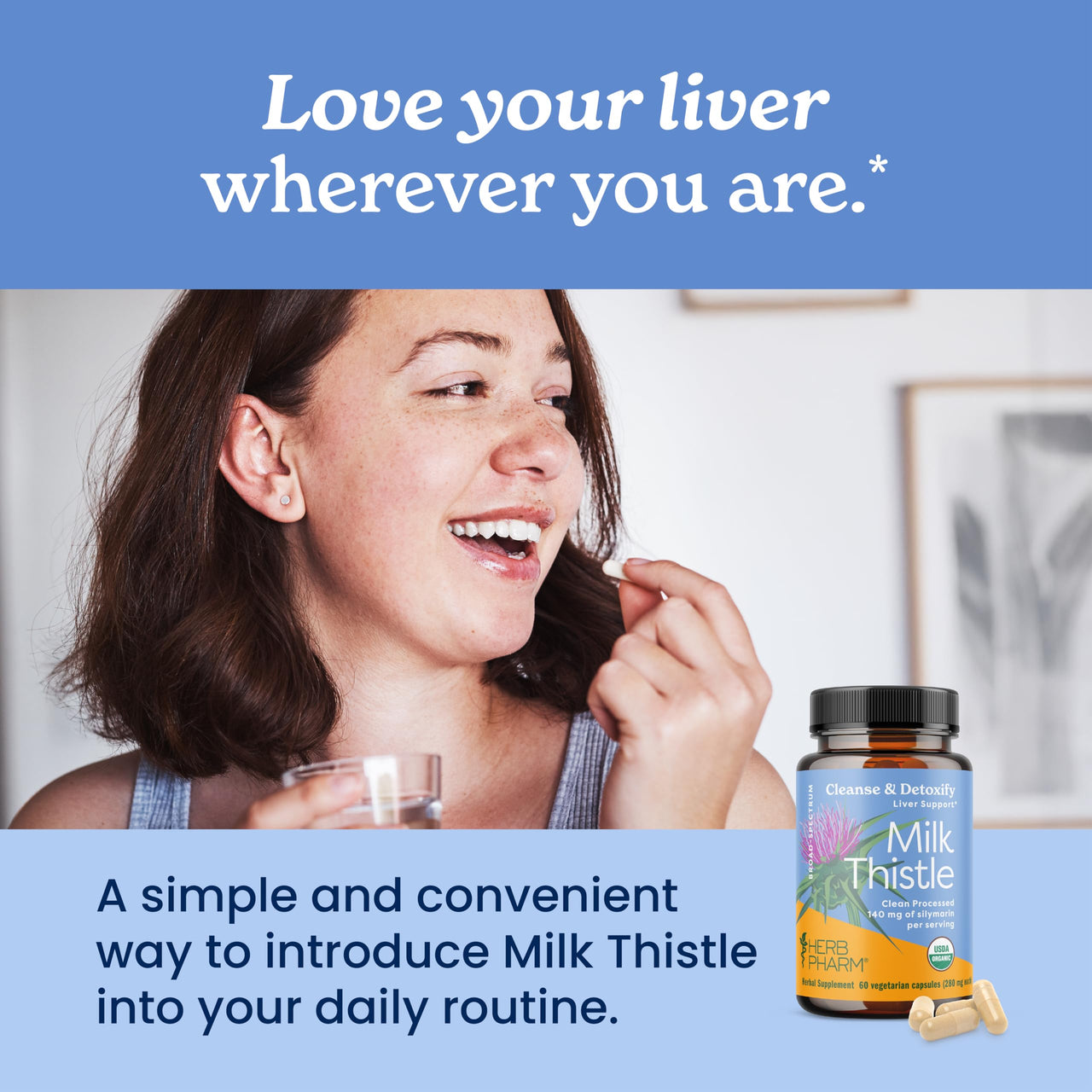 Herb Pharm Milk Thistle Capsules: USDA Organic for Liver Support | Cleanse & Detoxify Supplement | Milk Thistle Extract for Liver Health | 60 Capsules, 20 Day Supply*